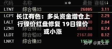 长江有色：多头资金增仓上行镍价红盘修复 19日镍价或小涨-第2张图片